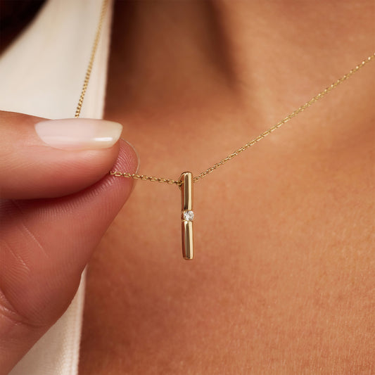 De la Paix Flavie 14 karat gold necklace with diamond 0.03 carat - - Isabel Bernard