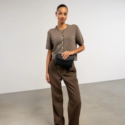 Honoré Lina Black Clutch With Detachable Shoulder Chain - - Isabel Bernard