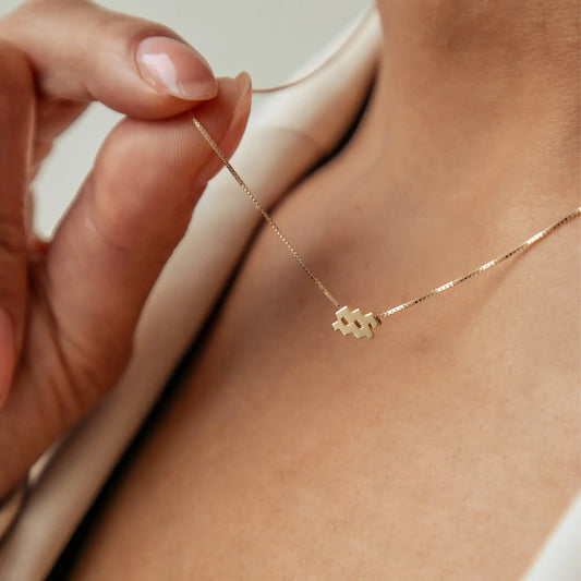 Étoiles d’Or Aquarius 14 Carat Gold Venetian Necklace With Horoscope - - Isabel Bernard