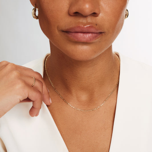 Rivoli Nina 14 karaat goud ketting met figaro ketting - - Isabel Bernard