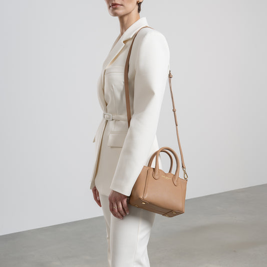 Cadeau d'Isabel camel calfskin leather handbag and cardholder set - - Isabel Bernard