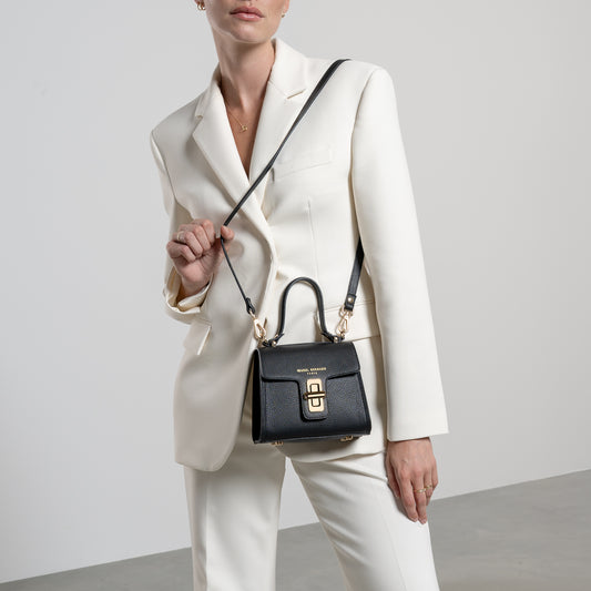 Femme Forte Simone Mini black leather handbag calfskin leather - - Isabel Bernard