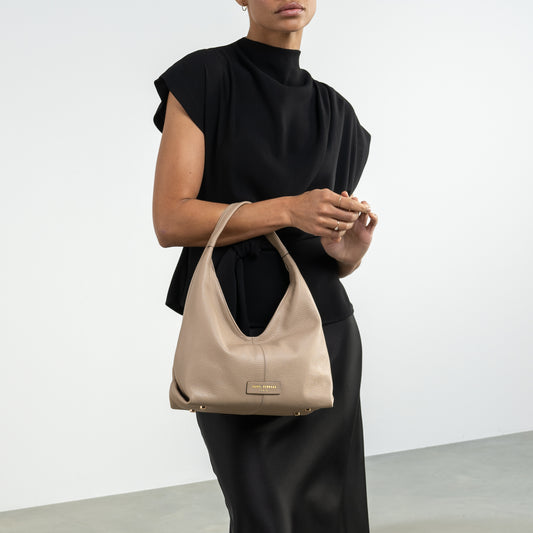 Honoré Grace mini taupe calfskin leather handbag - - Isabel Bernard