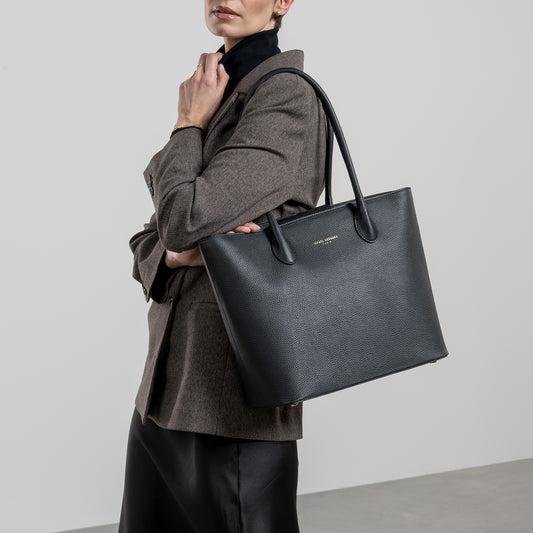 Cadeau d'Isabel black calfskin leather shopper and wallet set - - Isabel Bernard