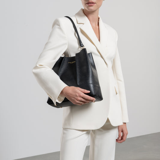 Femme Forte Macie black calfskin leather shoulder bag - - Isabel Bernard