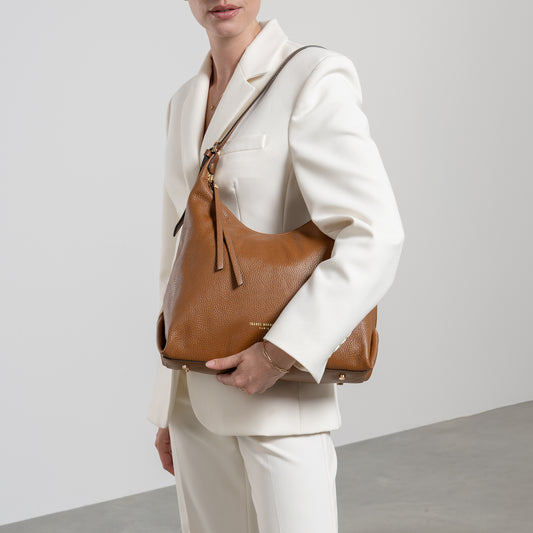 Honoré Muriel cognac calfskin leather shoulder bag - - Isabel Bernard