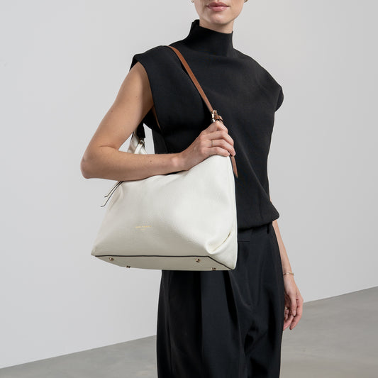 Honoré Muriel cream calfskin leather shoulder bag - - Isabel Bernard