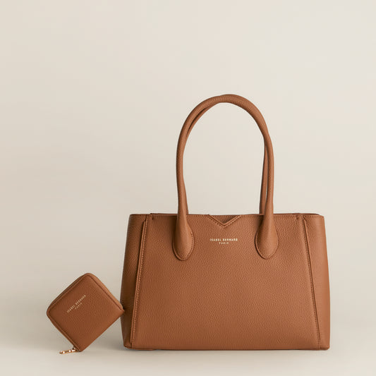 Cadeau d'Isabel camel calfskin leather handbag and wallet set - - Isabel Bernard