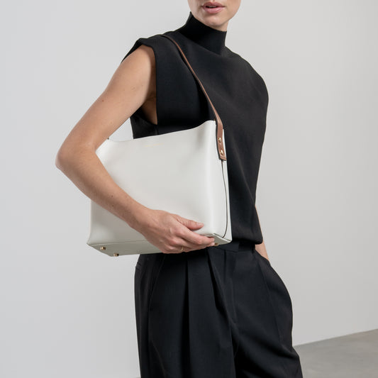 Honoré Adriane Midi white leather shoulder bag calfskin leather - - Isabel Bernard