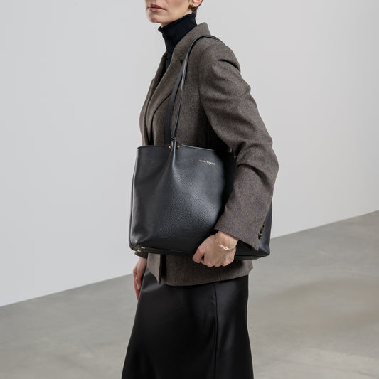 Cadeau d'Isabel black calfskin leather shopper and wallet set - - Isabel Bernard