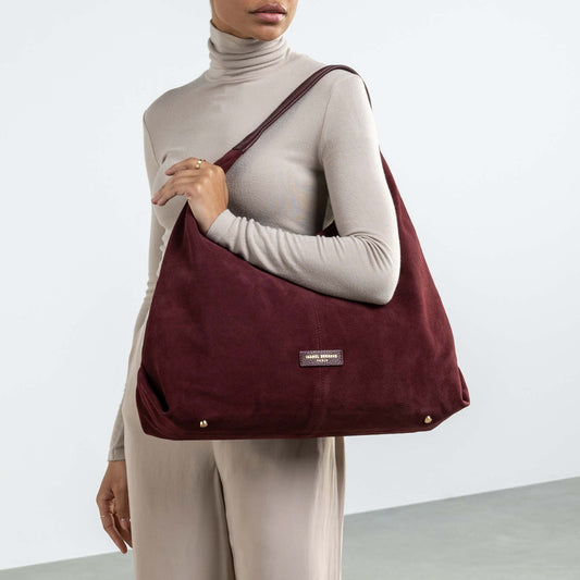 Honoré Grace bordeaux red suede shoulder bag - - Isabel Bernard