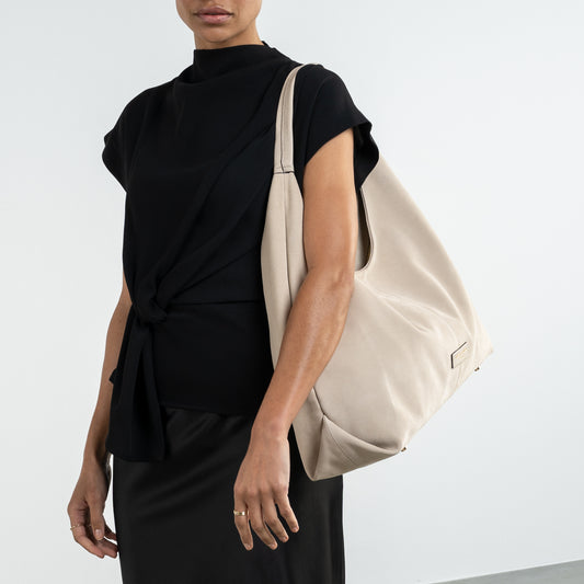 Honoré Grace cream suede shoulder bag - - Isabel Bernard