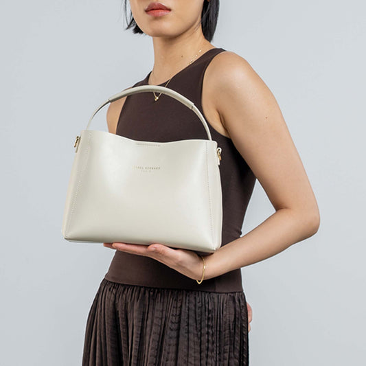 Montmartre Béatrice Midi creme vegetable tanned leather handbag - - Isabel Bernard