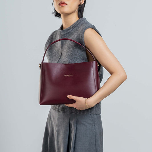 Montmartre Béatrice bordeaux red vegetable tanned leather handbag - - Isabel Bernard