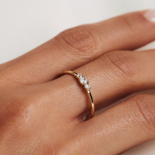 Rivoli Esmée 14 karat gold ring with zirconia stones - - Isabel Bernard