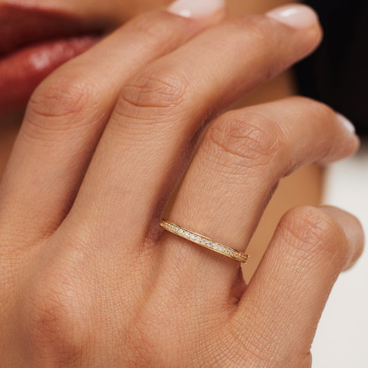 Le Marais Merle 14 karat gold ring with zirconia stones - - Isabel Bernard