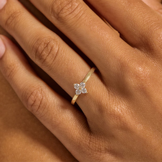 Le Marais Audrey 14 Karat Gold Ring With Zirconia Stones