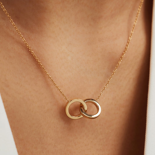 Le Marais Zoë 14 karat gold necklace with two rings - - Isabel Bernard