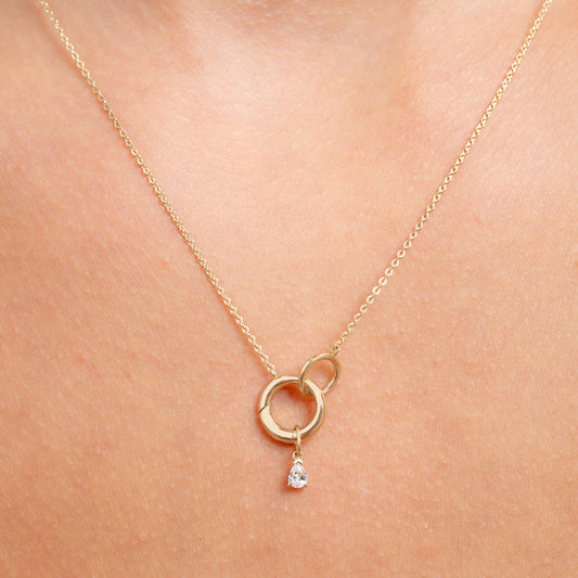 Le Marais Teardrop Zirconia 14 karat gold charm - - Isabel Bernard