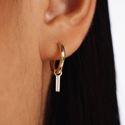 Monceau Josephine 14 karat gold hoop earrings with rod - - Isabel Bernard