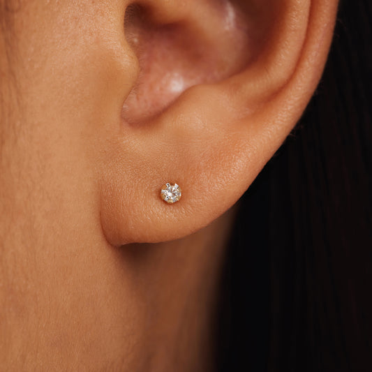 Le Marais De Buci 14 karat gold ear studs with zirconia stones - - Isabel Bernard