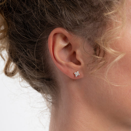 Le Marais Audrey 14 Karat Gold Earrings With Zirconia Stones - - Isabel Bernard