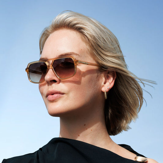 La Villette Camille transparent aviator sunglasses with brown lenses - - Isabel Bernard
