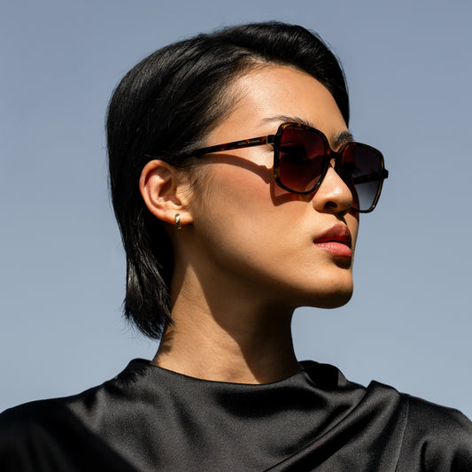 La Villette Rene brown tortoise square sunglasses with brown lenses - - Isabel Bernard