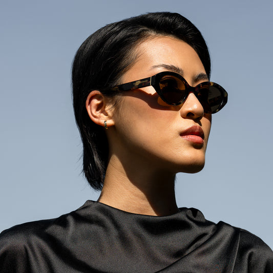 La Villette Rosaire brown tortoise oval sunglasses with brown lenses - - Isabel Bernard