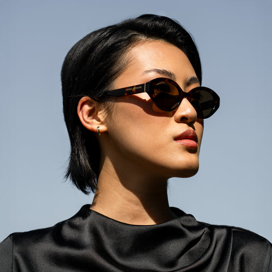 La Villette Rosaire brown tortoise oval sunglasses with brown lenses - - Isabel Bernard