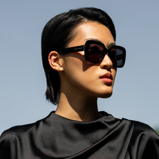 La Villette Rive black square sunglasses with black lenses - - Isabel Bernard