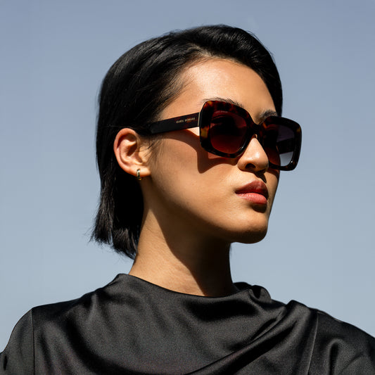 La Villette Rive brown tortoise square sunglasses with brown lenses - - Isabel Bernard