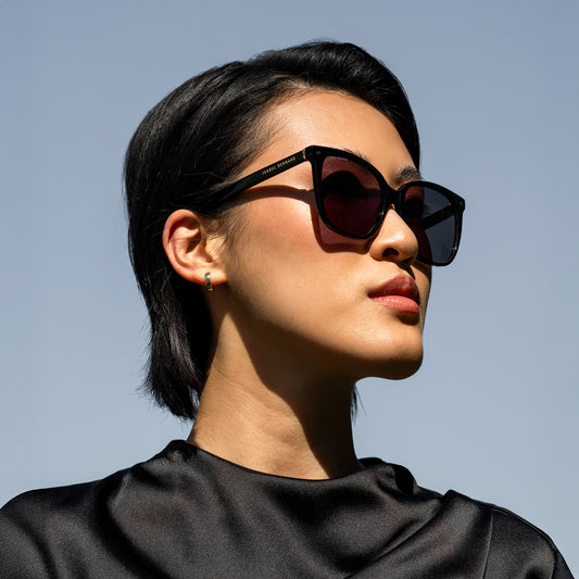 La Villette Raison black square sunglasses with black lenses - - Isabel Bernard