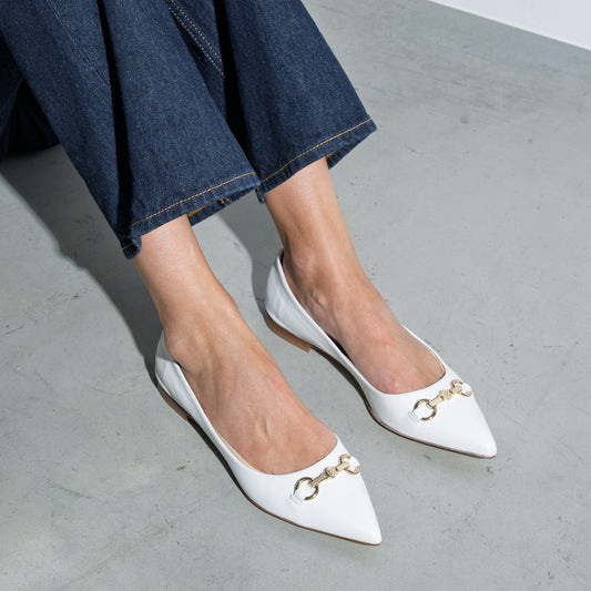 Vendôme Elita white calfskin leather ballerinas - - Isabel Bernard