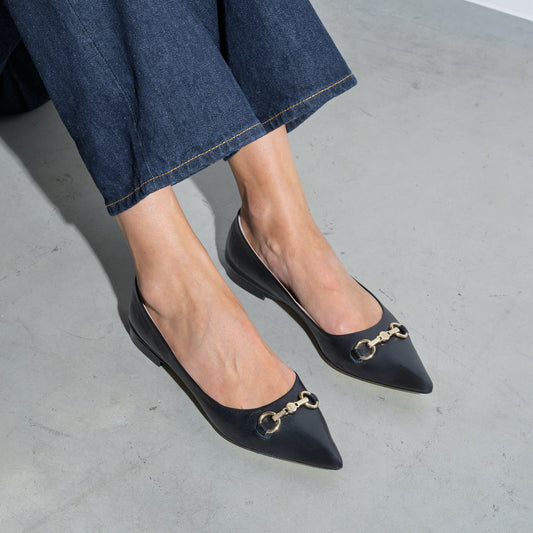 Vendôme Elita black calfskin leather ballerinas - - Isabel Bernard