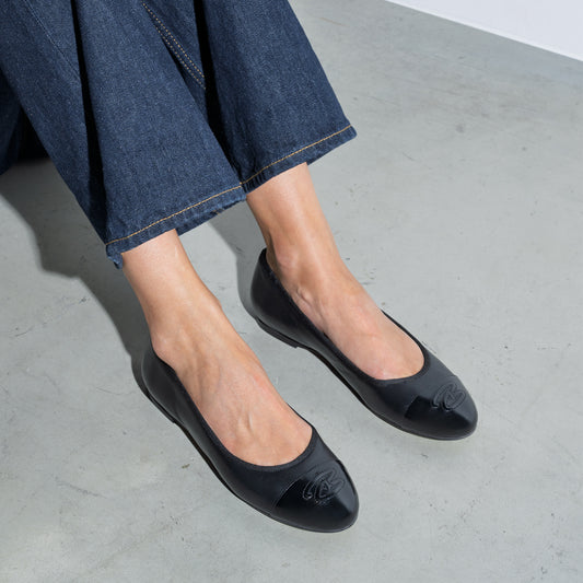 Vendôme Ynes black calfskin leather ballerinas - - Isabel Bernard