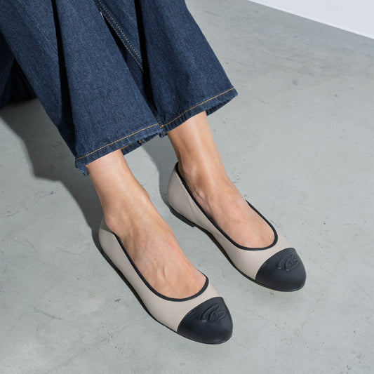 Vendôme Ynes taupe calfskin leather ballerinas - - Isabel Bernard