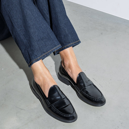 Vendôme Blandine black spazzolato leather loafers - - Isabel Bernard