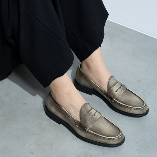 Vendôme Blandine cream spazzolato leather loafers - - Isabel Bernard