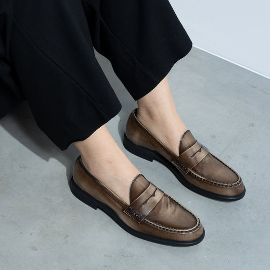 Vendôme Blandine mocha spazzolato leather loafers - - Isabel Bernard