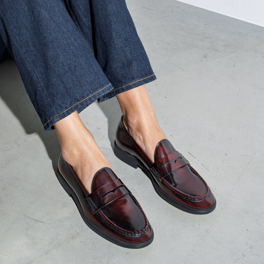 Vendôme Blandine bordeaux red spazzolato leather loafers - - Isabel Bernard