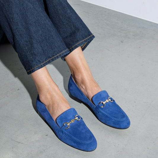 Vendôme Fleur blue suede loafers - - Isabel Bernard