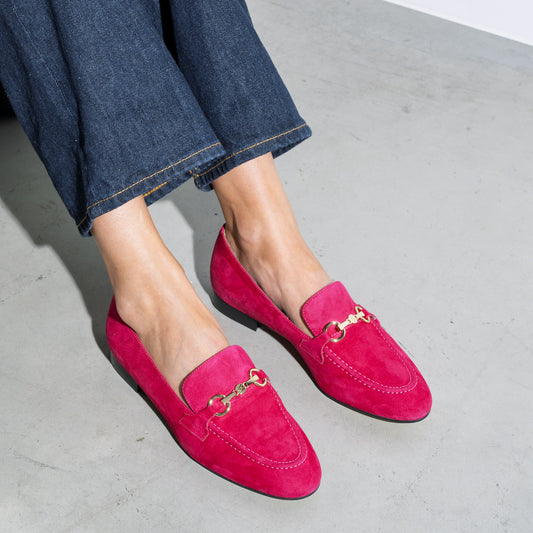 Vendôme Fleur fuchsia suede loafers - - Isabel Bernard