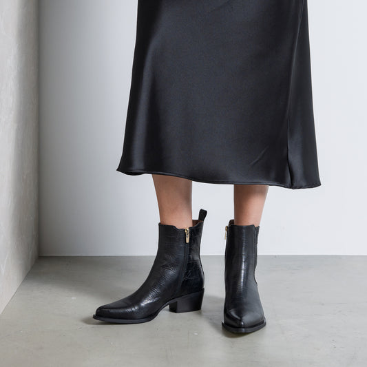 Vendôme Amandine croco black calfskin leather boots - - Isabel Bernard