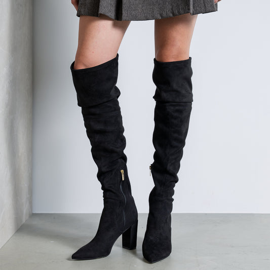 Vendôme Fem black nylon stretch suede heels - - Isabel Bernard