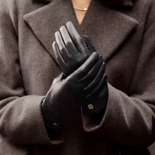 Honoré Eleanor black goatskin leather gloves - - Isabel Bernard