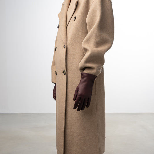 Honoré Eleanor Bordeaux Red goatskin leather gloves - - Isabel Bernard