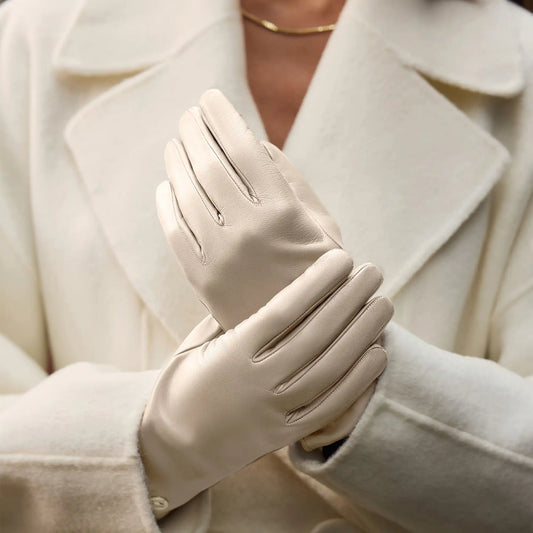 Honoré Eleanor cream goatskin leather gloves - - Isabel Bernard