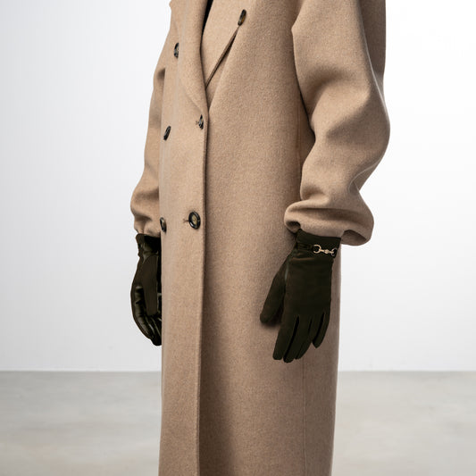 Honoré Marcelia dark brown goatskin suéde leather gloves - - Isabel Bernard