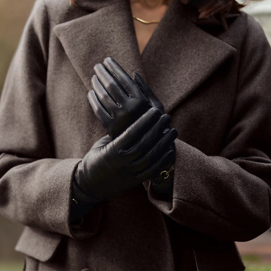 Honoré Marcelia black goatskin leather gloves - - Isabel Bernard